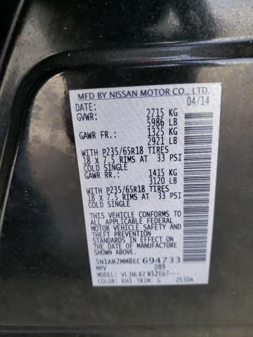 5N1AR2MM8EC694733 - 2014 NISSAN PATHFINDER S BLACK photo 10