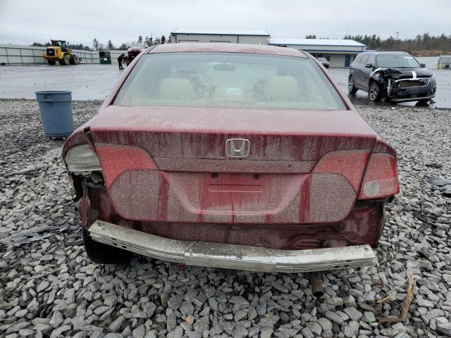 2HGFA15527H512044 - 2007 HONDA CIVIC LX RED photo 6