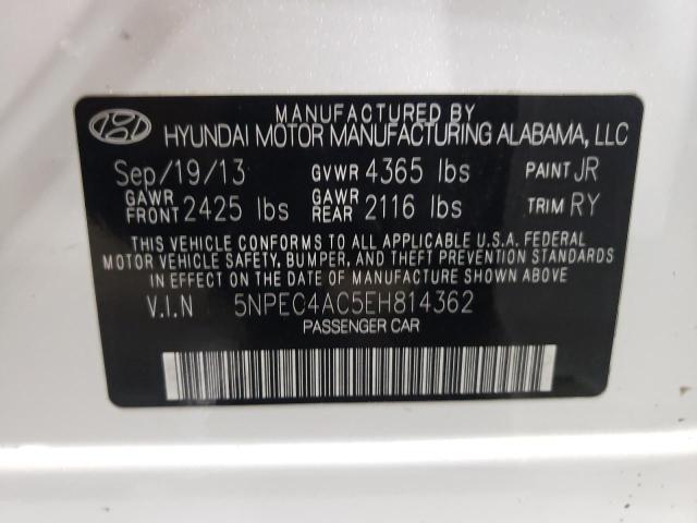 5NPEC4AC5EH814362 - 2014 HYUNDAI SONATA SE WHITE photo 12