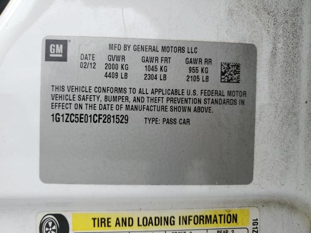1G1ZC5E01CF281529 - 2012 CHEVROLET MALIBU 1LT 白色 照片 12