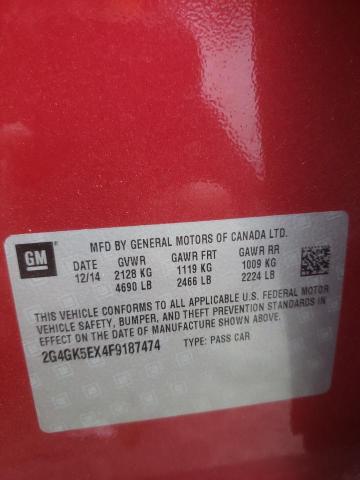 2G4GK5EX4F9187474 - 2015 BUICK REGAL 栗色 照片 12