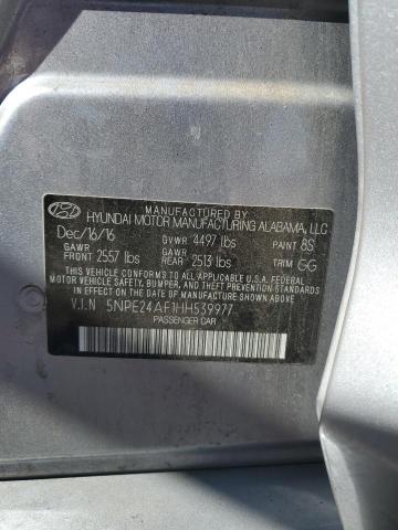 5NPE24AF1HH539977 - 2017 HYUNDAI SONATA SE SILVER photo 12