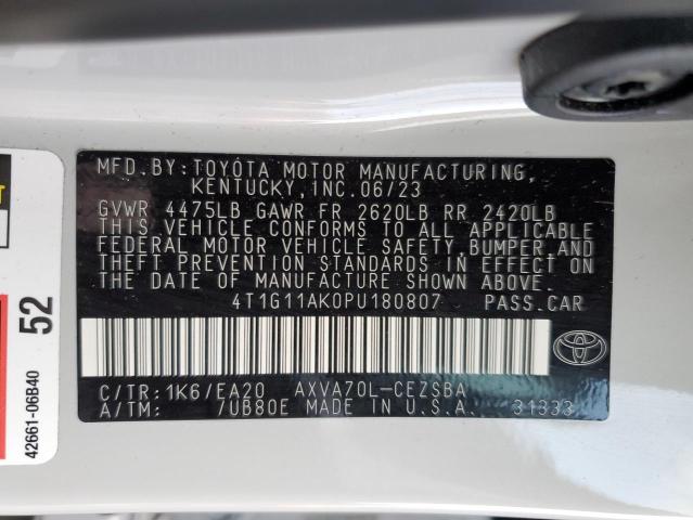 4T1G11AK0PU180807 - 2023 TOYOTA CAMRY SE NIGHT SHADE WHITE photo 12