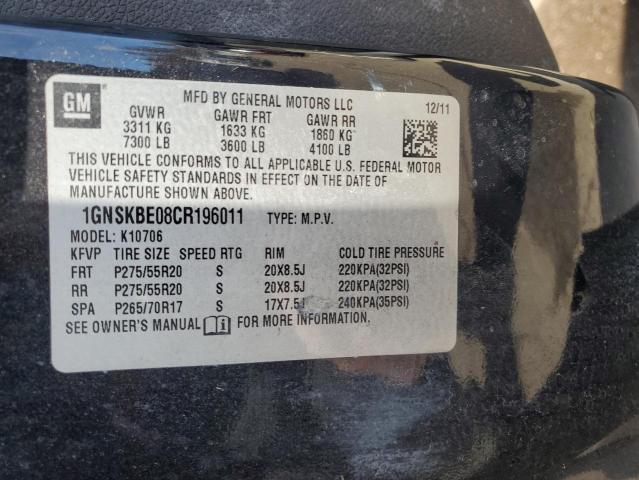 1GNSKBE08CR196011 - 2012 CHEVROLET TAHOE K1500 LT BLUE photo 13