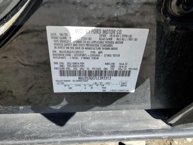 MAJ3S2GE7LC392312 - 2020 FORD ECOSPORT SE შავი ფოტო 12