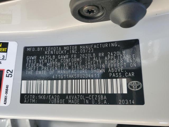 4T1G11AK5RU204411 - 2024 TOYOTA CAMRY SE NIGHT SHADE WHITE photo 12