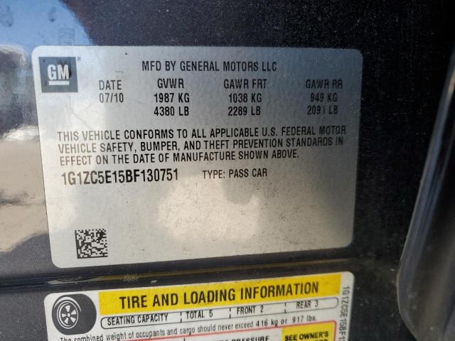 1G1ZC5E15BF130751 - 2011 CHEVROLET MALIBU 1LT 灰色 照片 12