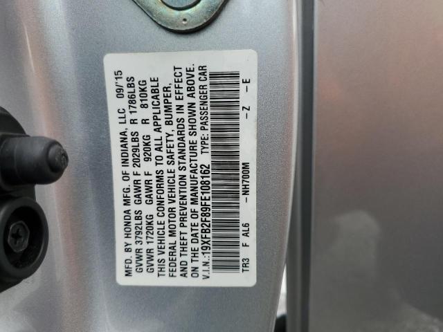 19XFB2F89FE108162 - 2015 HONDA CIVIC EX SILVER photo 12