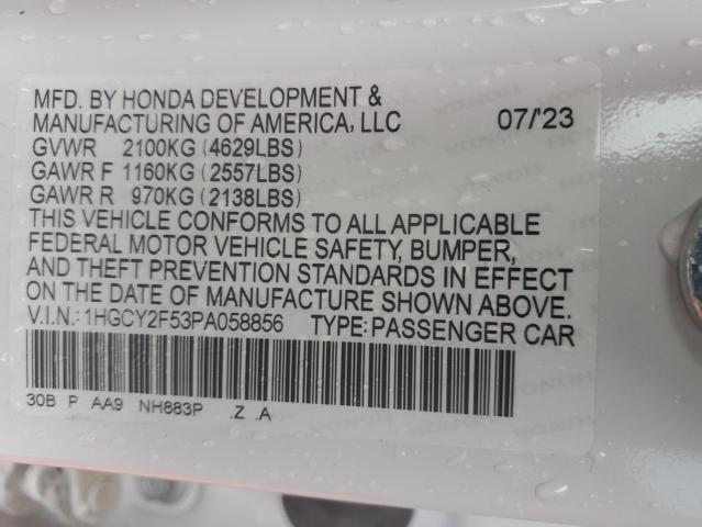 1HGCY2F53PA058856 - 2023 HONDA ACCORD HYBRID SPORT WHITE photo 12