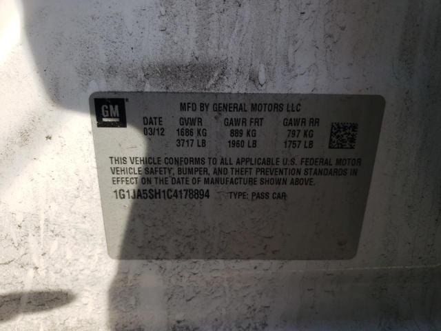 1G1JA5SH1C4178894 - 2012 CHEVROLET SONIC LS WHITE photo 12