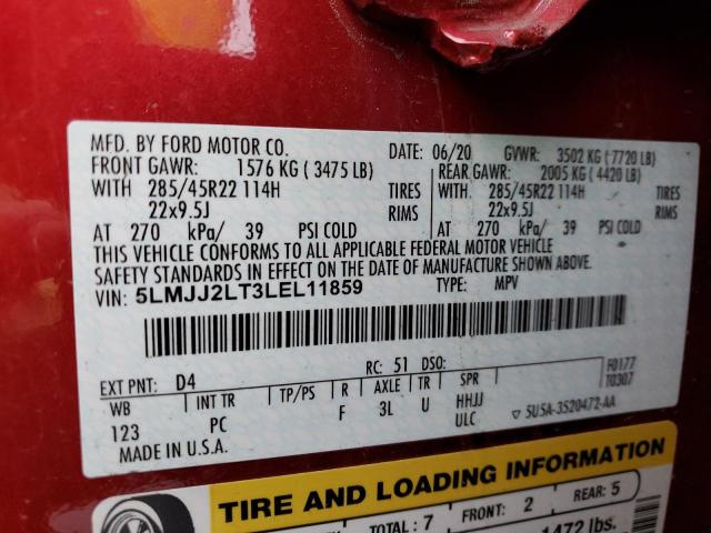 5LMJJ2LT3LEL11859 - 2020 LINCOLN NAVIGATOR RESERVE 红色 照片 12