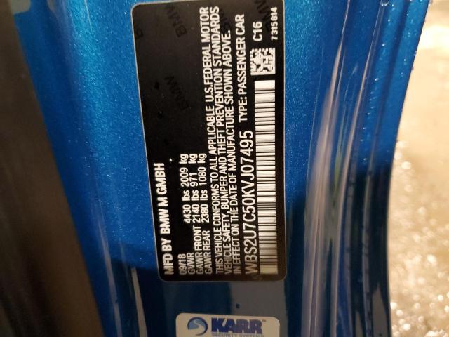 WBS2U7C50KVJ07495 - 2019 BMW M2 COMPETITION BLUE photo 13