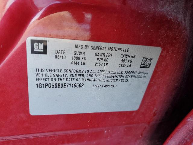 1G1PG5SB3E7116502 - 2014 CHEVROLET CRUZE LTZ RED photo 12