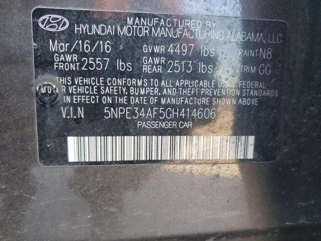 5NPE34AF5GH414606 - 2016 HYUNDAI SONATA SPORT GRAY photo 12