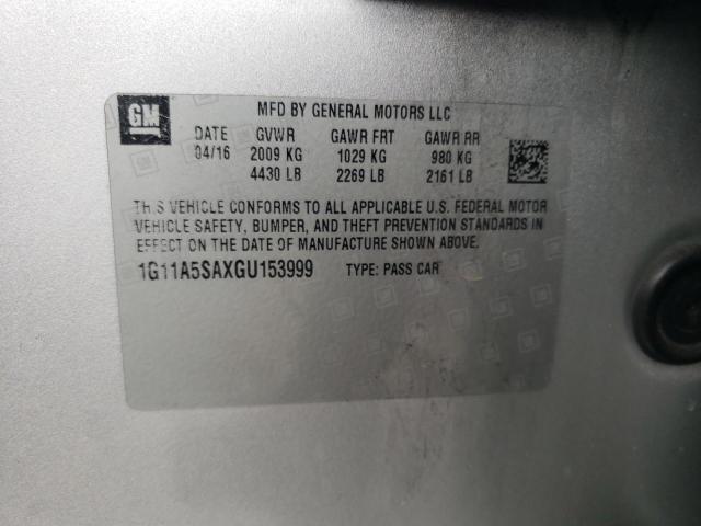 1G11A5SAXGU153999 - 2016 CHEVROLET MALIBU LIM LS 银色 照片 12