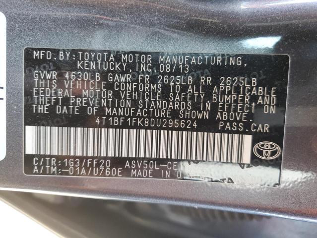 4T1BF1FK8DU295624 - 2013 TOYOTA CAMRY L GRAY photo 12