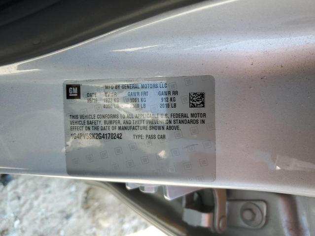 1G4PV5SK2G4170242 - 2016 BUICK VERANO 1SV GRAY photo 12