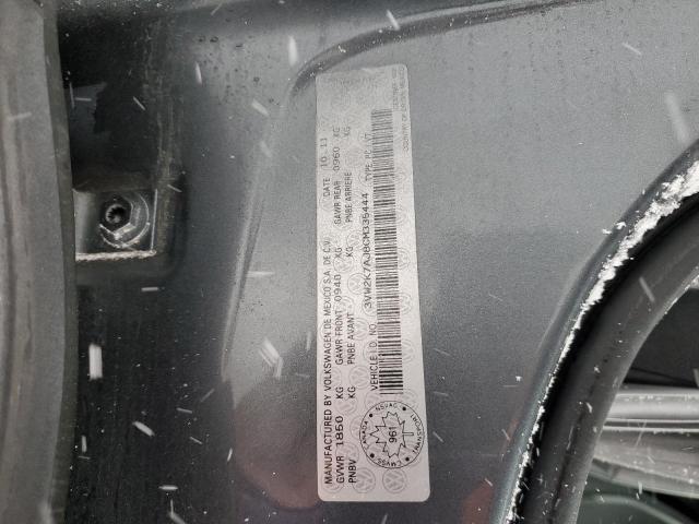 3VW2K7AJ8CM335444 - 2012 VOLKSWAGEN JETTA BASE 灰色 照片 10