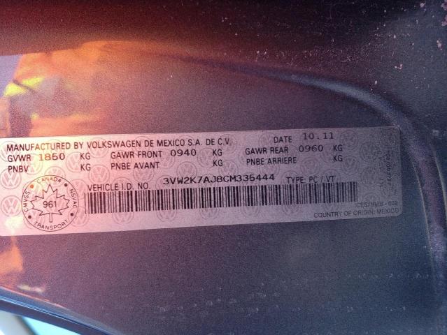 3VW2K7AJ8CM335444 - 2012 VOLKSWAGEN JETTA BASE 灰色 照片 13