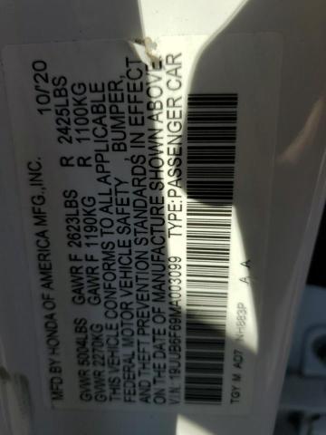 19UUB6F69MA003099 - 2021 ACURA TLX ADVANCE WHITE photo 13
