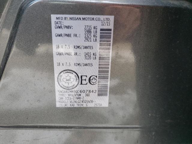 5N1AR2MM3GC607842 - 2016 NISSAN PATHFINDER S GRAY photo 13