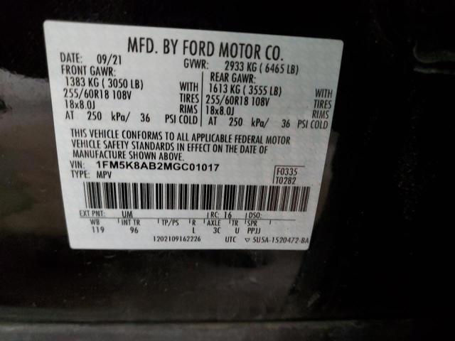 1FM5K8AB2MGC01017 - 2021 FORD EXPLORER POLICE INTERCEPTOR BLACK photo 14