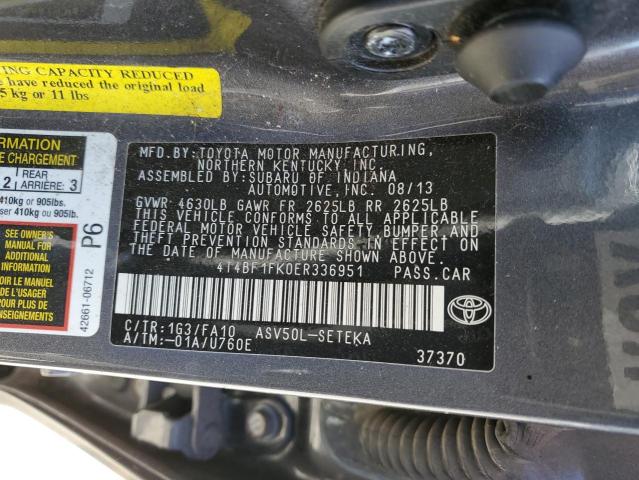 4T4BF1FK0ER336951 - 2014 TOYOTA CAMRY L GRAY photo 12