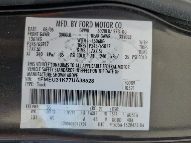 1FMEU31K77UA38528 - 2007 FORD EXPLORER S XLT GRAY photo 12