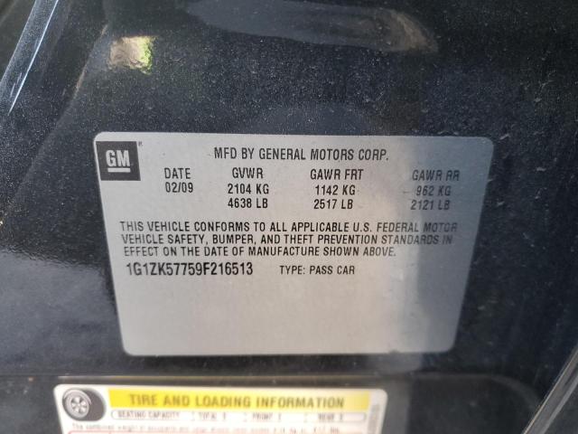 1G1ZK57759F216513 - 2009 CHEVROLET MALIBU LTZ შავი ფოტო 12