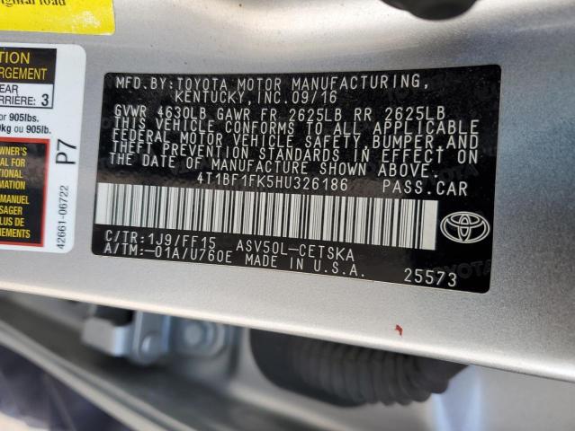 4T1BF1FK5HU326186 - 2017 TOYOTA CAMRY LE SILVER photo 13