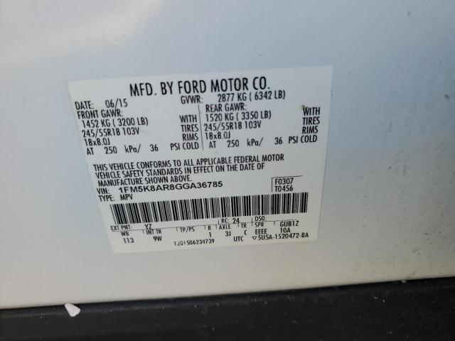 1FM5K8AR8GGA36785 - 2016 FORD EXPLORER POLICE INTERCEPTOR 白色 照片 13