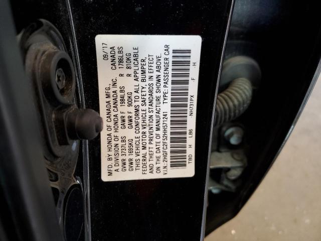 2HGFC2F52HH571241 - 2017 HONDA CIVIC LX BLACK photo 12