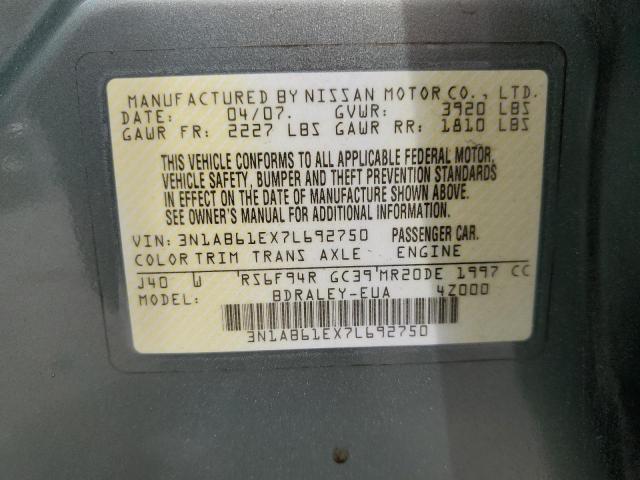 3N1AB61EX7L692750 - 2007 NISSAN SENTRA 2.0 GREEN photo 12