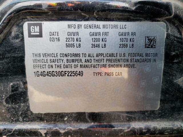 1G4G45G30GF225649 - 2016 BUICK LACROSSE SPORT TOURING BLACK photo 12