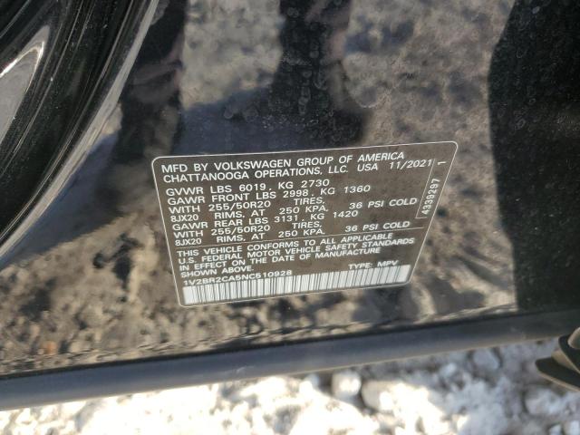 1V2BR2CA5NC510928 - 2022 VOLKSWAGEN ATLAS SEL BLACK photo 13