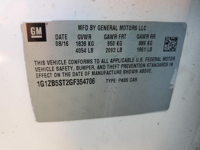 1G1ZB5ST2GF354706 - 2016 CHEVROLET MALIBU LS WHITE photo 12