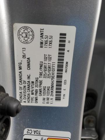 2HKRM4H79EH107711 - 2014 HONDA CR-V EXL SILVER photo 13