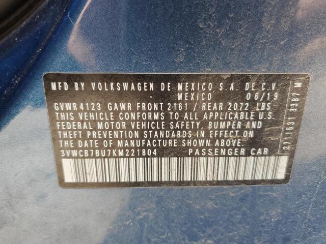 3VWCB7BU7KM221804 - 2019 VOLKSWAGEN JETTA S BLUE photo 12