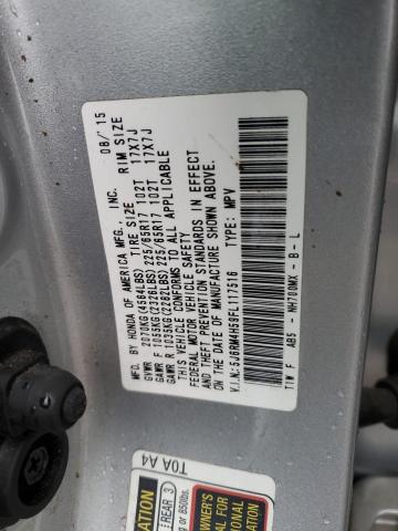 5J6RM4H59FL117516 - 2015 HONDA CR-V EX SILVER photo 12