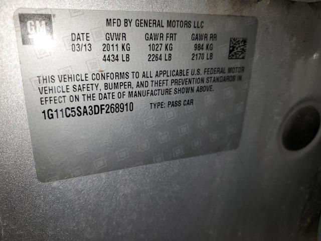 1G11C5SA3DF268910 - 2013 CHEVROLET MALIBU 1LT 灰色 照片 12