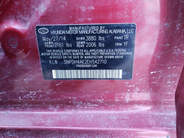 5NPDH4AE2EH542710 - 2014 HYUNDAI ELANTRA SE RED photo 12