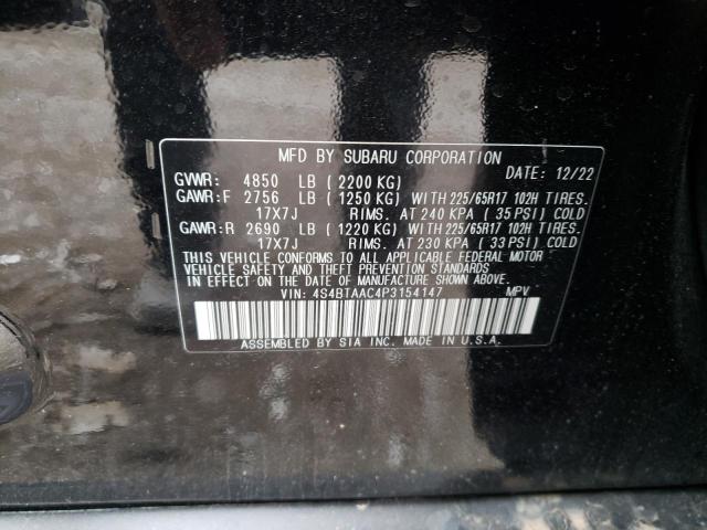 4S4BTAAC4P3154147 - 2023 SUBARU OUTBACK BLACK photo 13