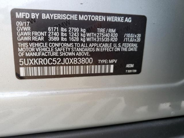 5UXKR0C52J0X83800 - 2018 BMW X5 XDRIVE35I SILVER photo 13