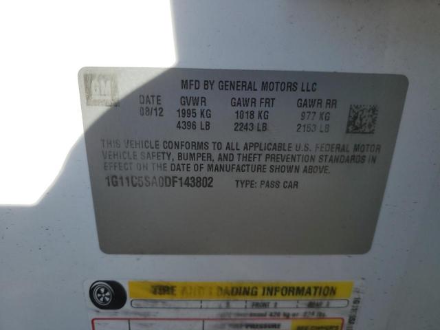 1G11C5SA0DF143802 - 2013 CHEVROLET MALIBU 1LT WHITE photo 12