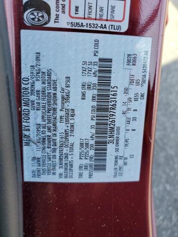 3LNHM26T97R631615 - 2007 LINCOLN MKZ BURGUNDY photo 12