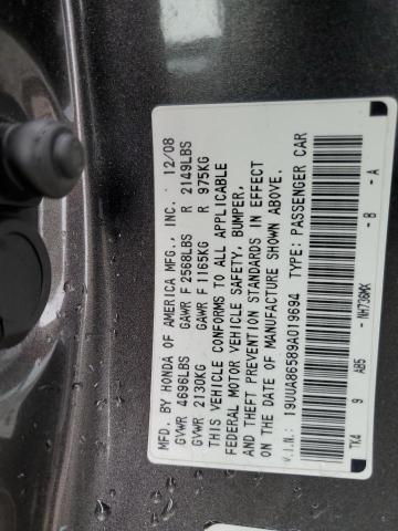 19UUA86589A019694 - 2009 ACURA TL GRAY photo 12