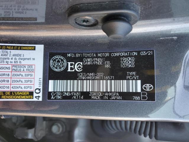 JTNKHMBX9M1116571 - 2021 TOYOTA C-HR XLE GRAY photo 12