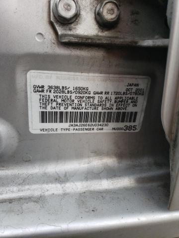 JA3AJ26E62U034230 - 2002 MITSUBISHI LANCER ES SILVER photo 13