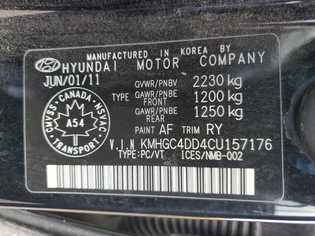 KMHGC4DD4CU157176 - 2012 HYUNDAI GENESIS 3.8L BLACK photo 12