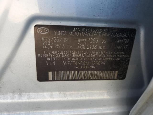 5NPET4AC6AH626699 - 2010 HYUNDAI SONATA GLS SILVER photo 12